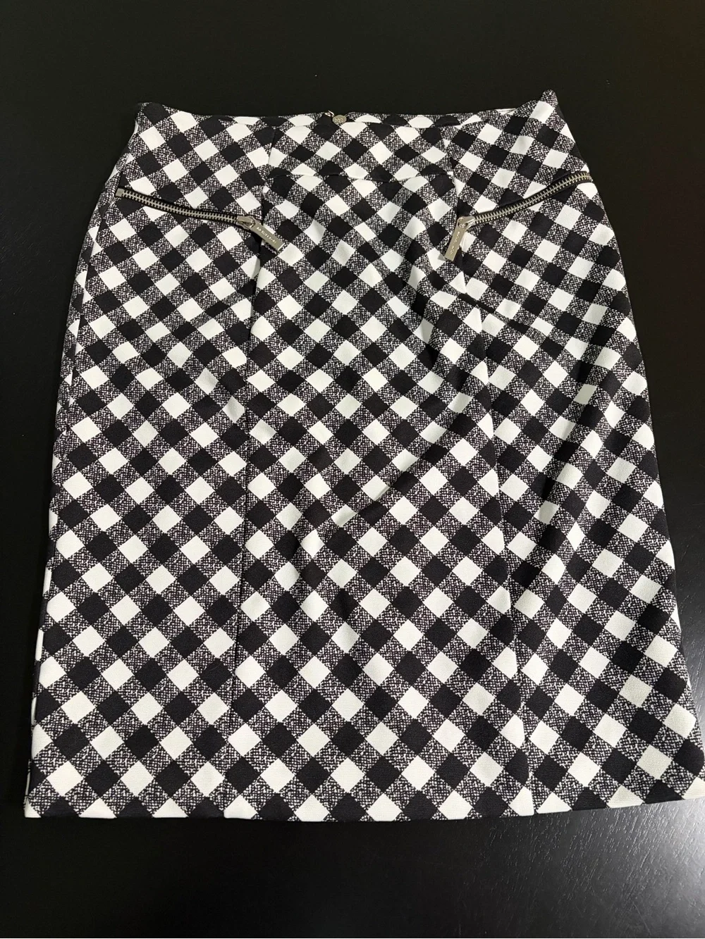 Michael Kors Black and White Checkered Pencil Skirt Size 2